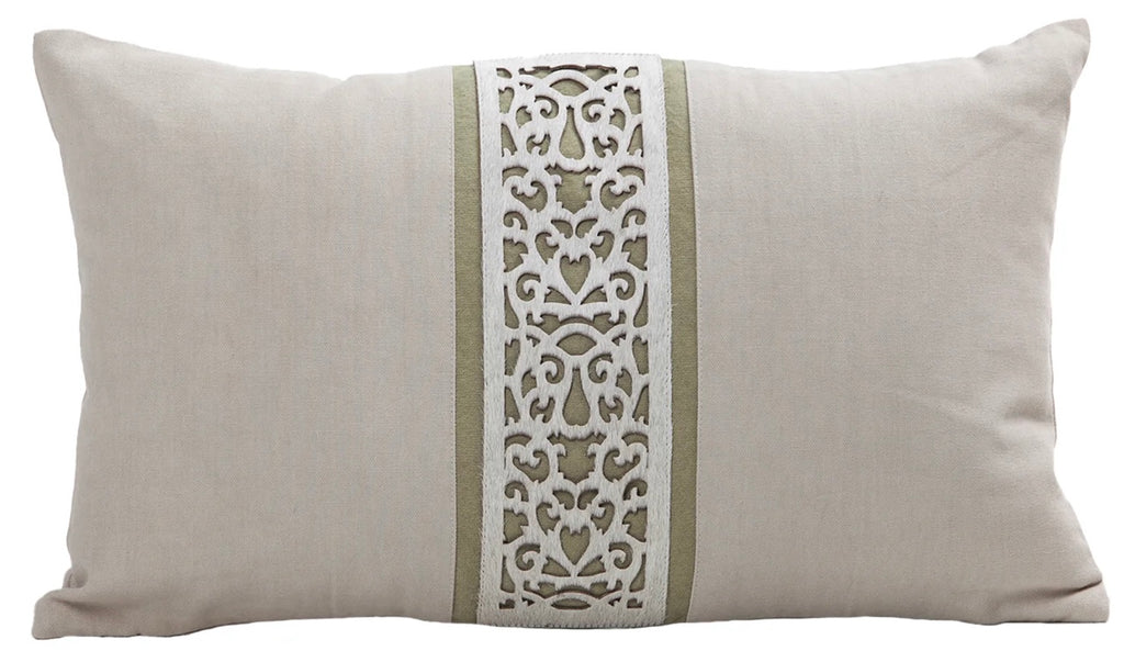Damask Hide & Cotton Pillow 12" x 20"