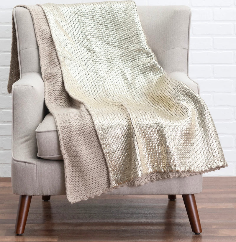 Knitted Throw with Metallic Foil 50" x 60"