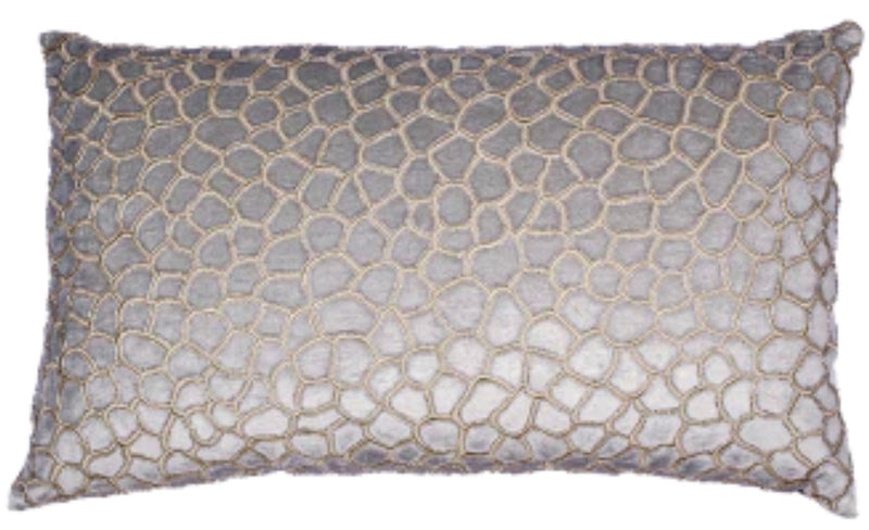 Aqua Velvet with Gold Metallic Embroidery & Crystal Bead Pillow 18" x 30"