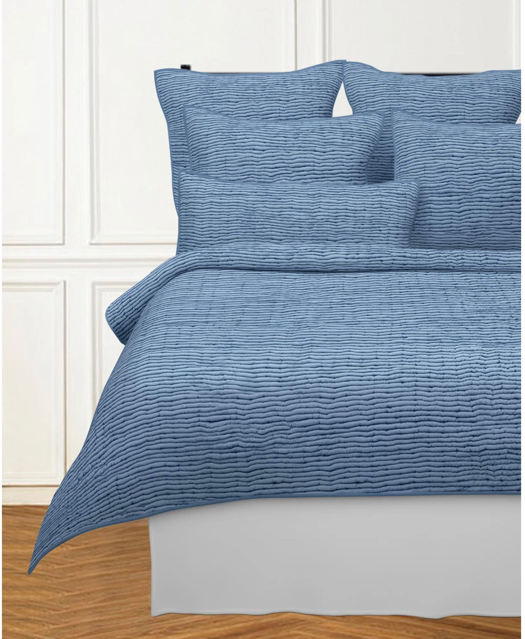 Ridge Ocean Blue King Coverlet and Euro King Shams 3 Piece Set