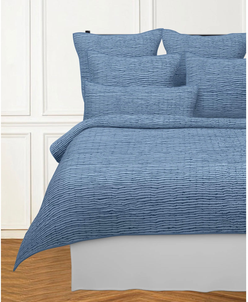 Ridge Ocean Blue King Coverlet and Euro King Shams 3 Piece Set