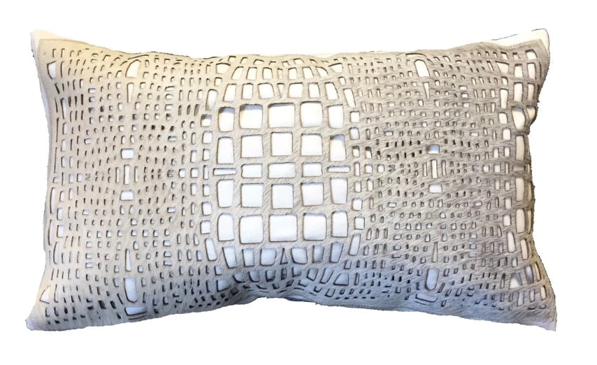 Filigree Laser Cut Cowhide Pillow 12" x 20"