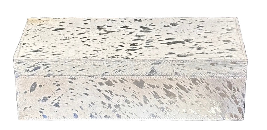 Silver Cowhide Box 13.6" x 6.6" x 4"