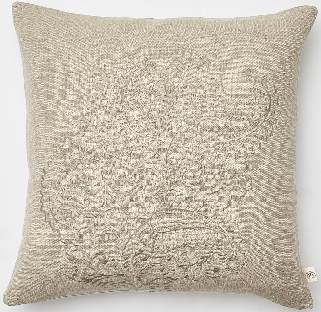 Tonal Embroidered Paisley Bouquet Pillow 22" x 22"