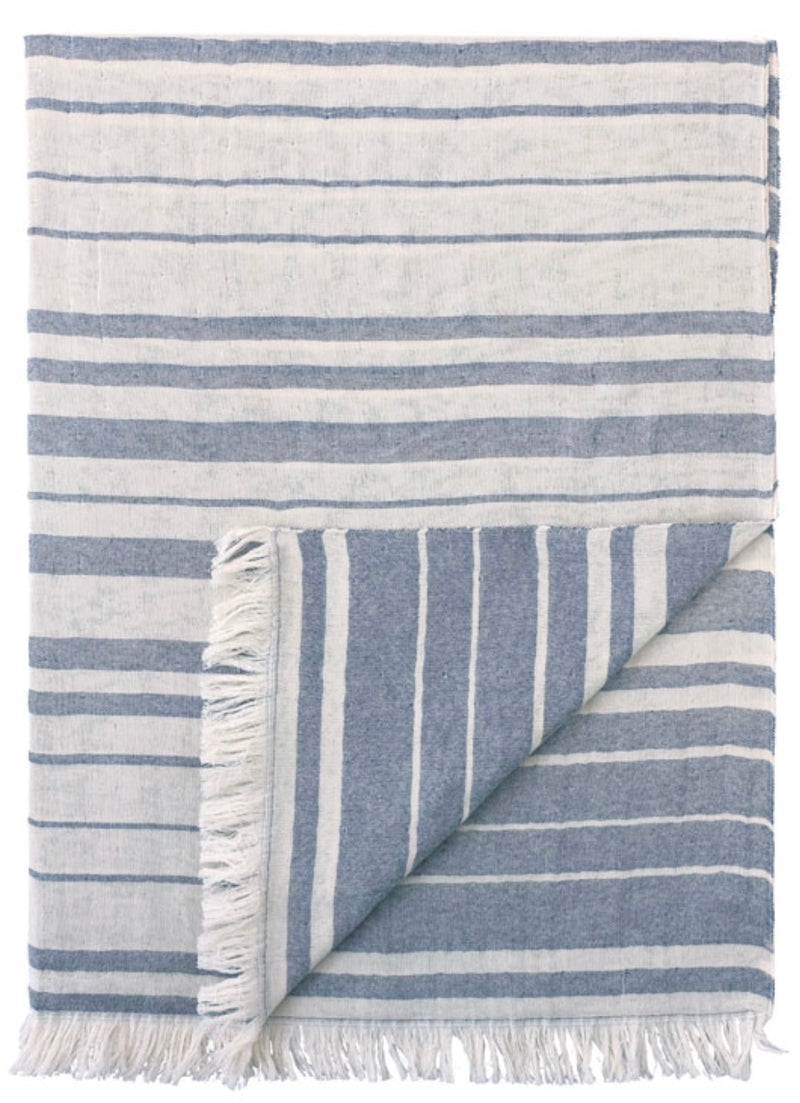 Row Striped Throw in Blue 50" x 70"