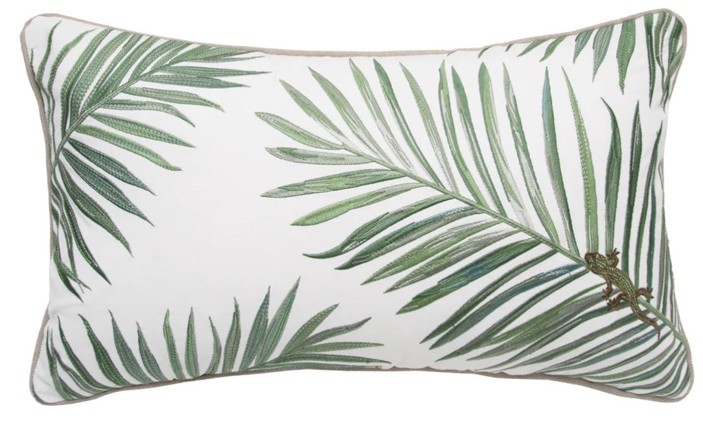 Palm & Lizard Lumbar Pillow 12" x 21"