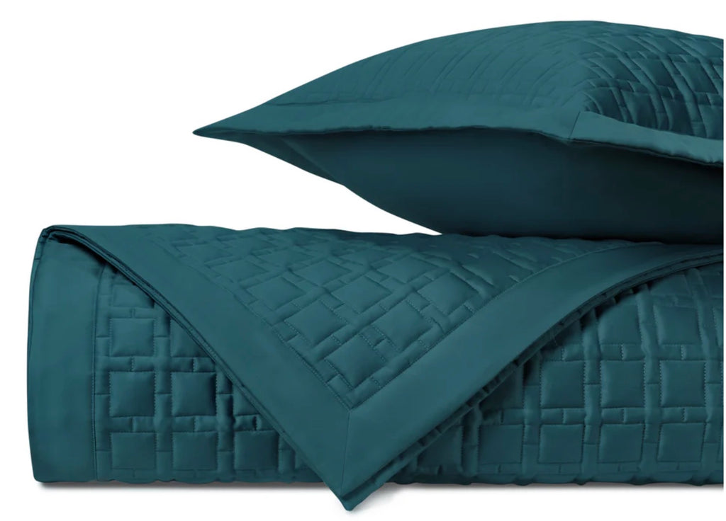 3 Piece King Coverlet & King Sham Set - Teal/Square