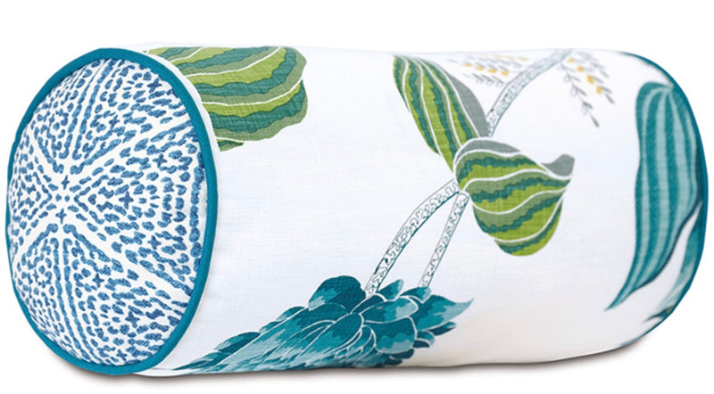 Clementine Embroidered Neckroll Pillow 9" x 18"