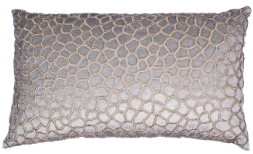 Aqua Velvet with Gold Metallic Embroidery & Crystal Bead Pillow 18" x 30"