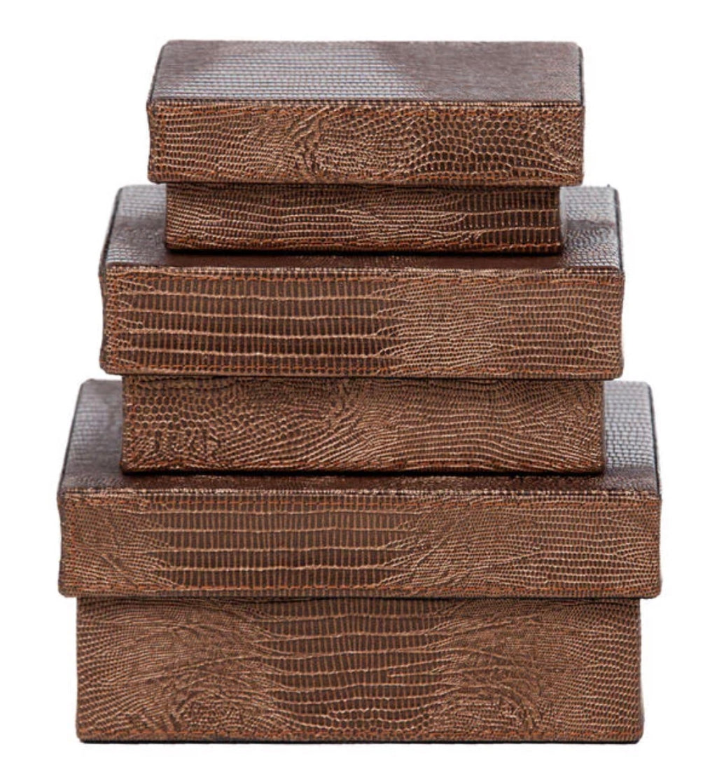 Rust Leather Box Set of 3