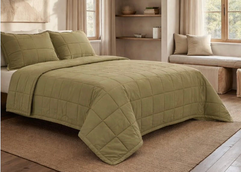 Slub Tencel Quilted Coverlet Set