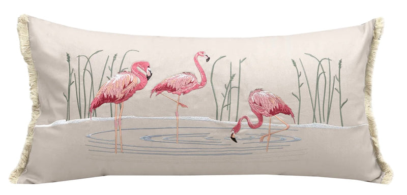 Flamboyant Flamingos Lumbar Pillow 13" x 26"