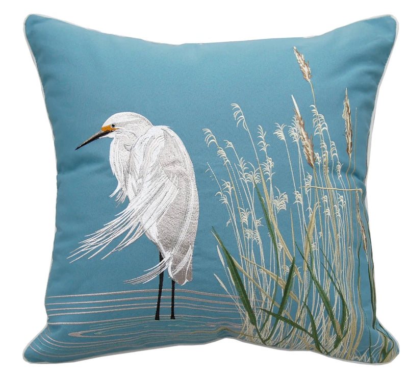 Snowy White Egret Pillow 20" x 20"