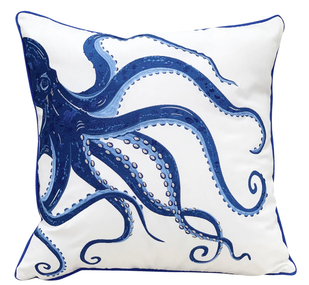 Blue Octopus Pillow 20" x 20"