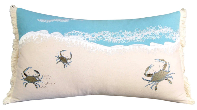 Crab with Waves Pillow 14" x 26"