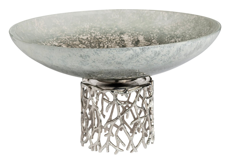 Silver Coral Glass Bowl 16" diameter x 9" high