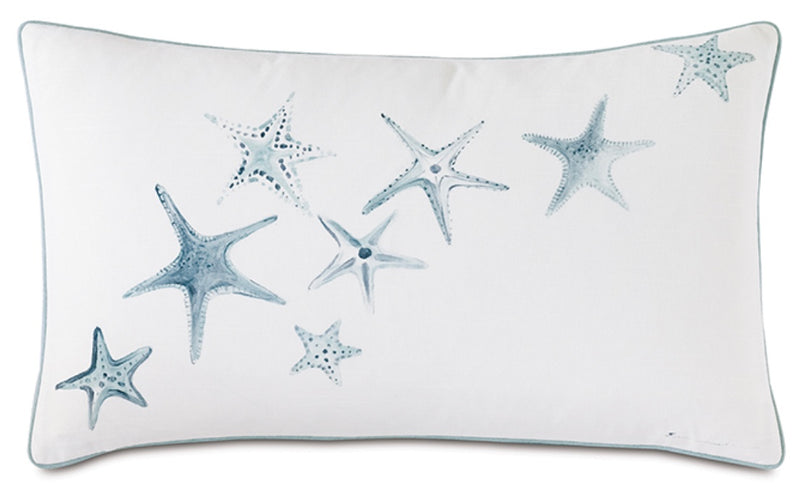 Bimini Hand-Painted Starfish Pillow 13" x 22"