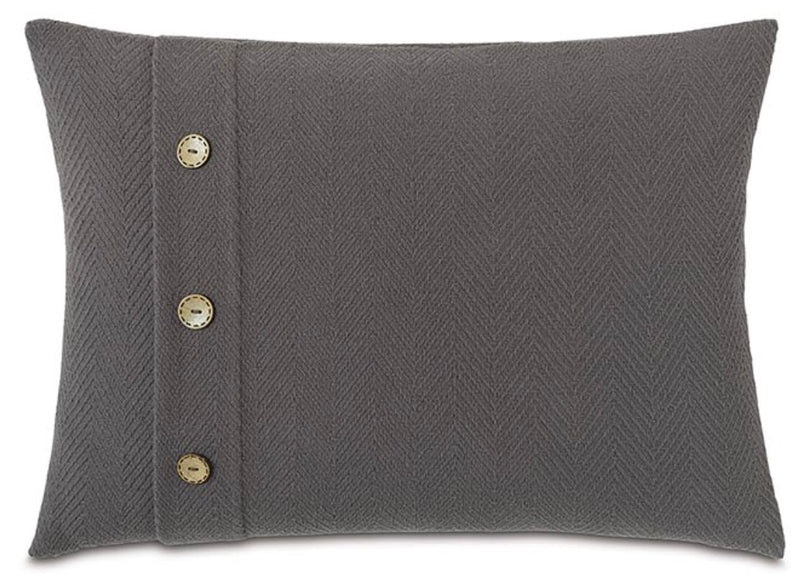 Bozeman Charcoal with Buttons Pillow 16" x 22"