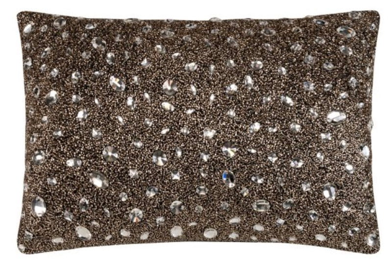 Aida Charcoal Velvet Beaded Pillow 14" x 20"